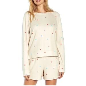 Wildfox Couture I Heart You Sommers Sweatshirt, Oatmeal Hearts, Women's Small